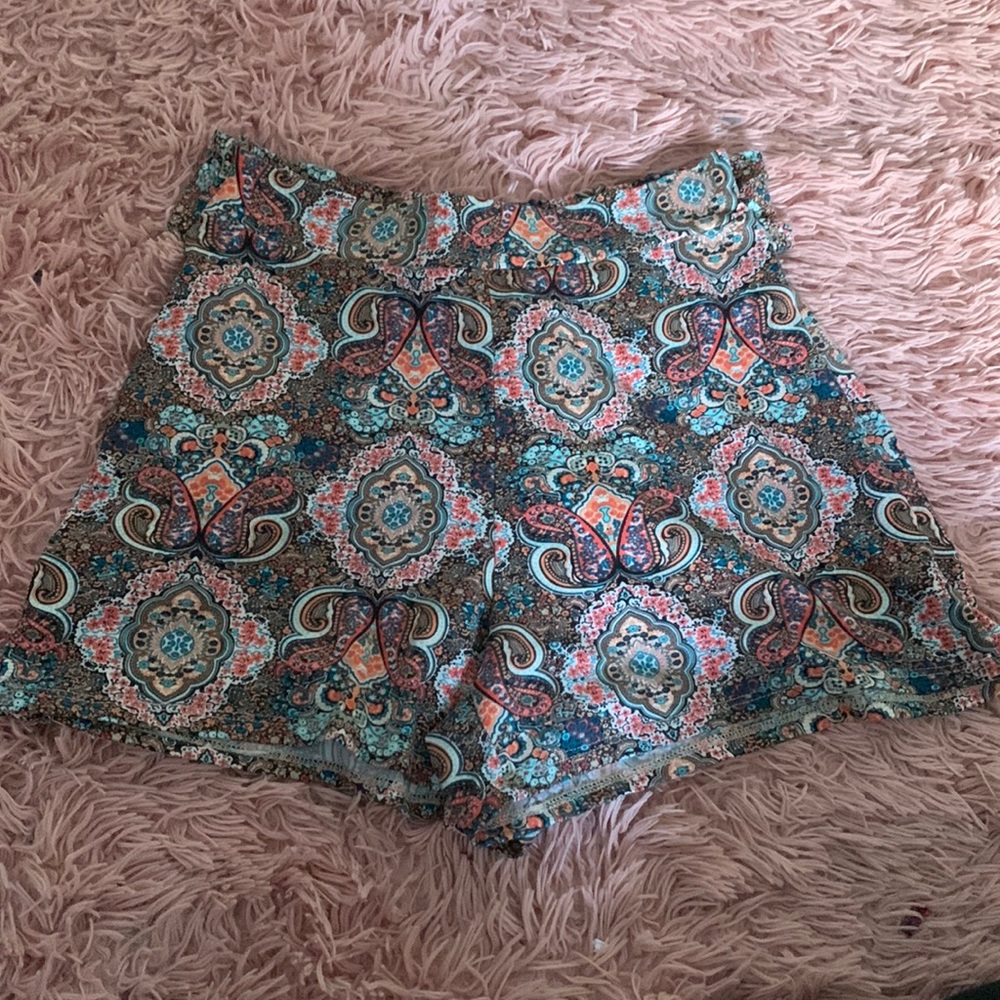 multi color shorts can tie in front or back
